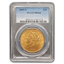 1893-S $20 Liberty Gold Double Eagle MS-62 PCGS