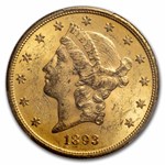 1893-S $20 Liberty Gold Double Eagle MS-62 PCGS