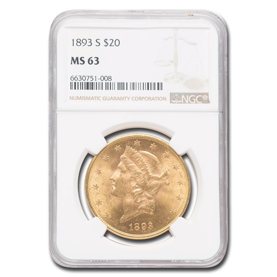1893-S $20 Liberty Gold Double Eagle MS-63 NGC