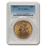 1893-S $20 Liberty Gold Double Eagle MS-63 PCGS