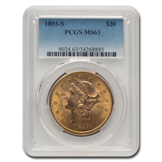 1893-S $20 Liberty Gold Double Eagle MS-63 PCGS 1893-S $20 Liberty Gold Double Eagle MS-63 PCGS