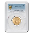 1893-S $5 Liberty Gold Half Eagle MS-64 PCGS