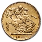 1893-S Australia Gold Sovereign Victoria Jubilee AU-58 PCGS