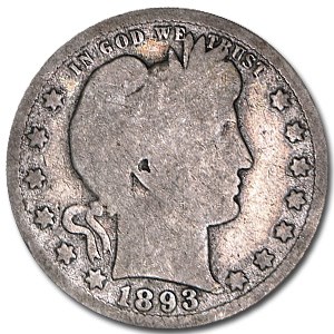 1893-S Barber Quarter AG 1893-S Barber Quarter AG