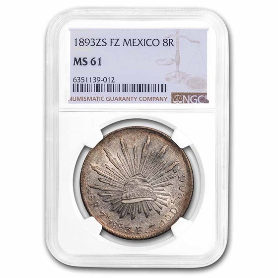1893-Zs FZ Mexico Silver 8 Reales MS-61 NGC