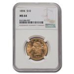 1894 $10 Liberty Gold Eagle MS-64 NGC
