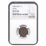 1894/1894 Indian Head Cent MS-62 NGC (Brown, FS-301)