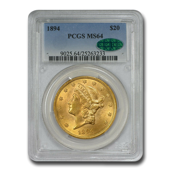 1894 $20 Liberty Gold Double Eagle MS-64 PCGS CAC 1894 $20 Liberty Gold Double Eagle MS-64 PCGS CAC