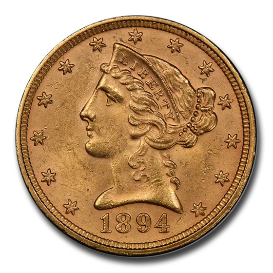 1894 $5.00 Liberty Gold Half Eagle MS-63+ PCGS 1894 $5.00 Liberty Gold Half Eagle MS-63+ PCGS