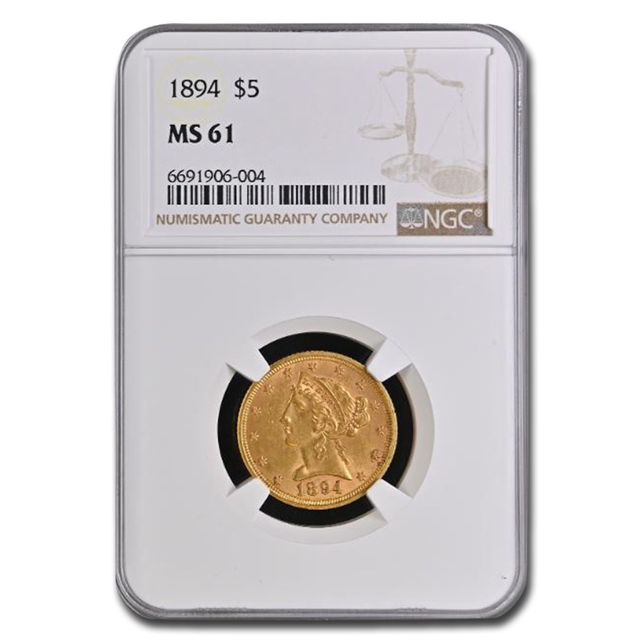 1894 $5 Liberty Gold Half Eagle MS-61 NGC