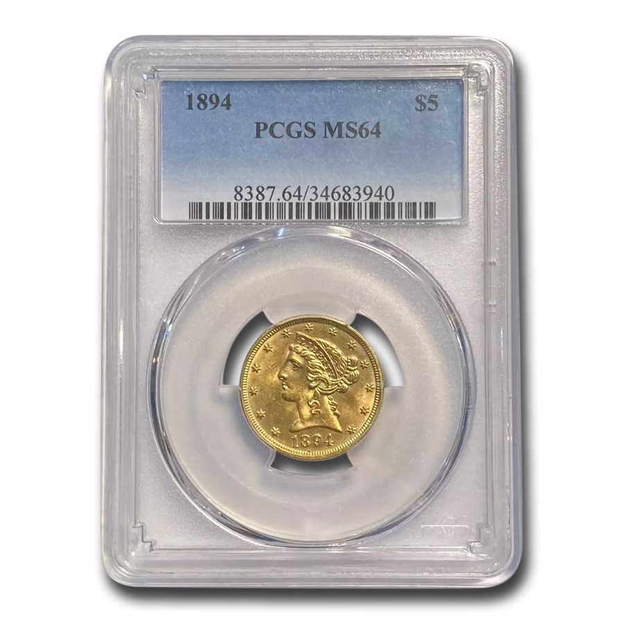 1894 $5 Liberty Gold Half Eagle MS-64 PCGS