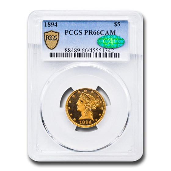 1894 $5 Liberty Gold Half Eagle PR-66 Cameo PCGS CAC 1894 $5 Liberty Gold Half Eagle PR-66 Cameo PCGS CAC