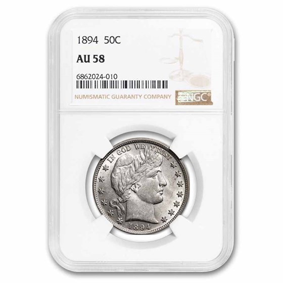 1894 Barber Half Dollar AU-58 NGC 1894 Barber Half Dollar AU-58 NGC