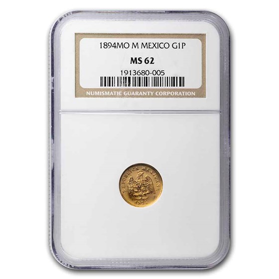 1894 Mo M Mexico Gold Peso MS-62 NGC 1894 Mo M Mexico Gold Peso MS-62 NGC