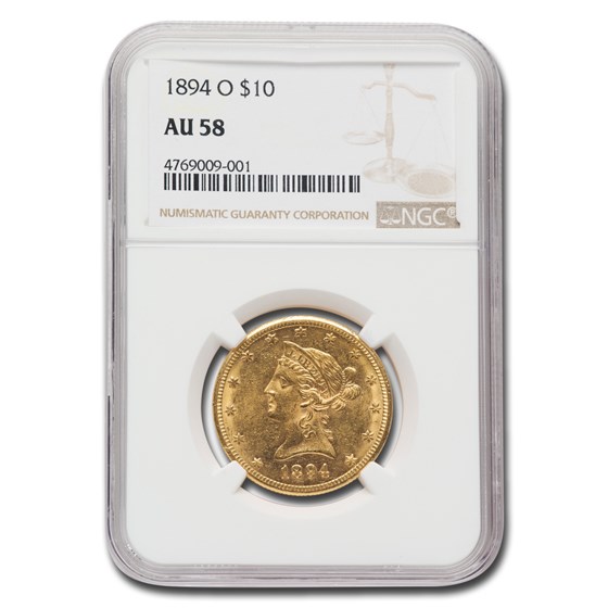1894-O $10 Liberty Gold Eagle AU-58 NGC 1894-O $10 Liberty Gold Eagle AU-58 NGC