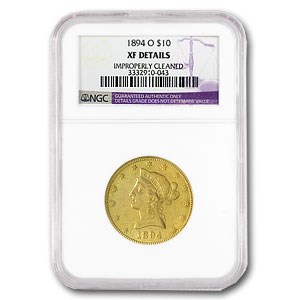 1894-O $10 Liberty Gold Eagle EF Details NGC (Cleaned) 1894-O $10 Liberty Gold Eagle EF Details NGC (Cleaned)