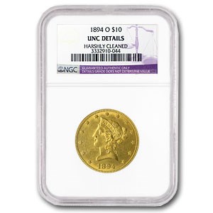 1894-O $10 Liberty Gold Eagle Unc Details NGC (Cleaned) 1894-O $10 Liberty Gold Eagle Unc Details NGC (Cleaned)