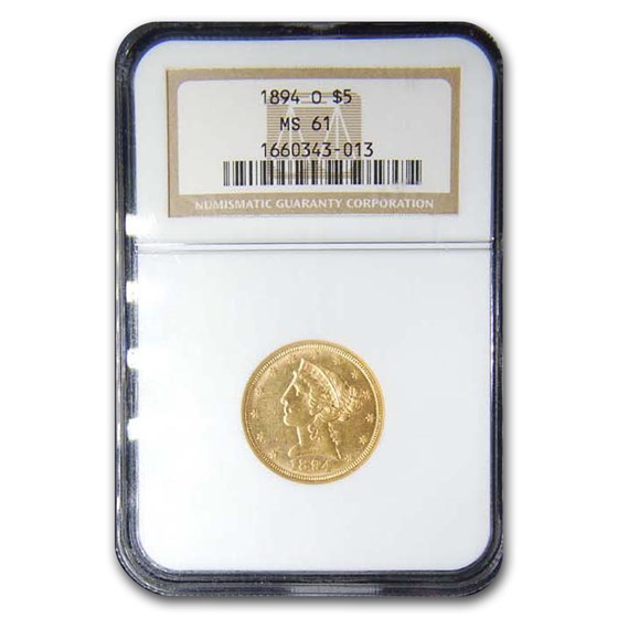 1894-O $5 Liberty Gold Half Eagle MS-61 NGC 1894-O $5 Liberty Gold Half Eagle MS-61 NGC