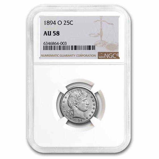 1894-O Barber Quarter AU-58 NGC 1894-O Barber Quarter AU-58 NGC