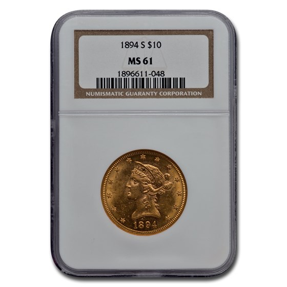 1894-S $10 Liberty Gold Eagle MS-61 NGC 1894-S $10 Liberty Gold Eagle MS-61 NGC