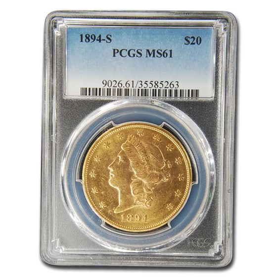 1894-S $20 Liberty Gold Double Eagle MS-61 PCGS 1894-S $20 Liberty Gold Double Eagle MS-61 PCGS