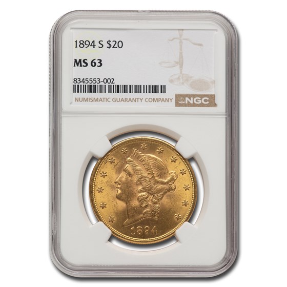 1894-S $20 Liberty Gold Double Eagle MS-63 NGC
