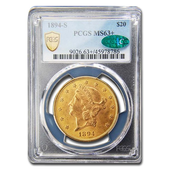 1894-S $20 Liberty Gold Double Eagle MS-63+ PCGS CAC