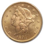 1894-S $20 Liberty Gold Double Eagle MS-64 PCGS CAC