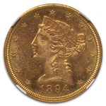1894-S $5 Liberty Gold Half Eagle MS-62 NGC
