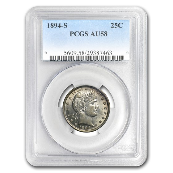 1894-S Barber Quarter AU-58 PCGS 1894-S Barber Quarter AU-58 PCGS