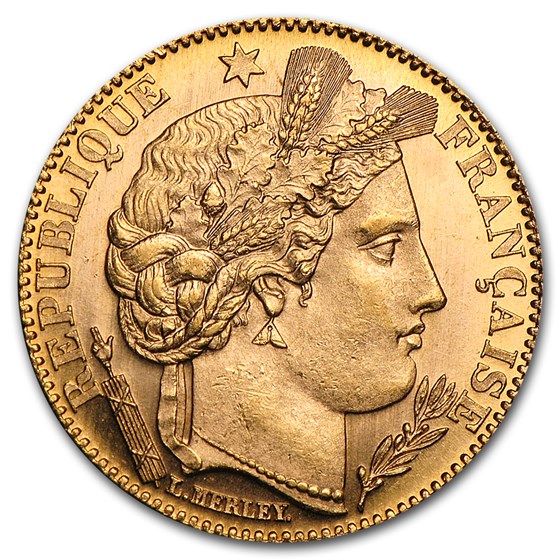 1895-1899 France Gold 10 Francs Late Head Ceres (BU)