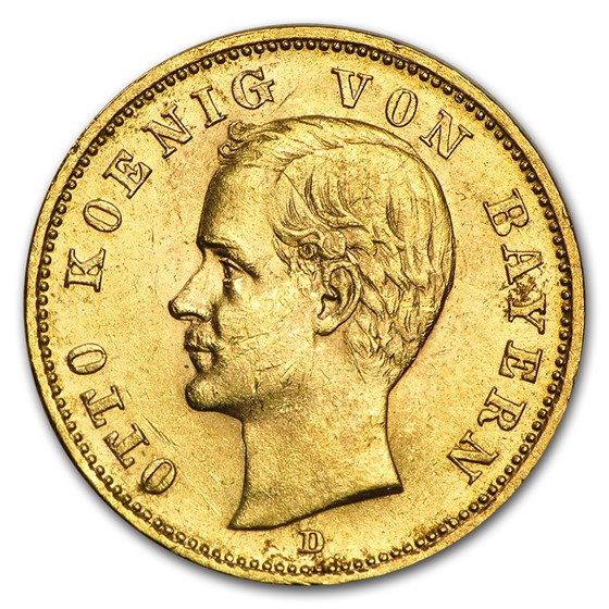 1895-1913 Germany Gold 20 Marks Bavaria Otto AU 1895-1913 Germany Gold 20 Marks Bavaria Otto AU
