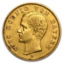 1895-1913 Germany Gold 20 Marks Bavaria Otto Avg Circ