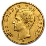1895-1913 Germany Gold 20 Marks Bavaria Otto Avg Circ