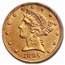 1895 $5 Liberty Gold Half Eagle AU
