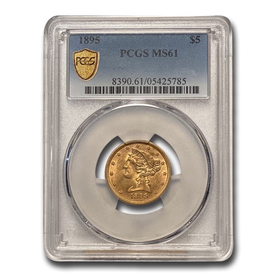 1895 $5 Liberty Gold Half Eagle MS-61 PCGS 1895 $5 Liberty Gold Half Eagle MS-61 PCGS