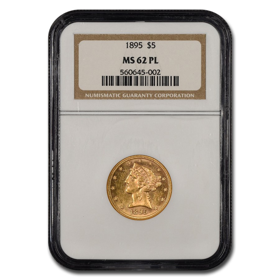 1895 $5 Liberty Gold Half Eagle MS-62 NGC (PL)