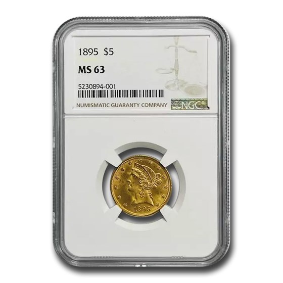 1895 $5 Liberty Gold Half Eagle MS-63 NGC 1895 $5 Liberty Gold Half Eagle MS-63 NGC