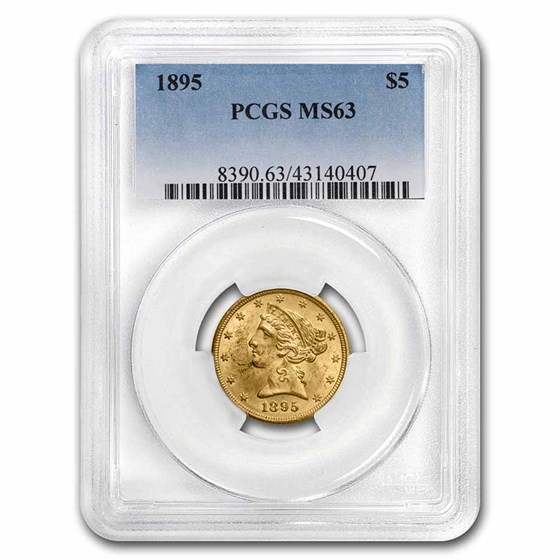1895 $5 Liberty Gold Half Eagle MS-63 PCGS 1895 $5 Liberty Gold Half Eagle MS-63 PCGS