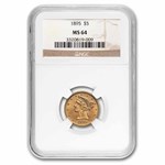 1895 $5 Liberty Gold Half Eagle MS-64 NGC