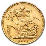 1895-M Australia Gold Sovereign Veil Head Victoria AU