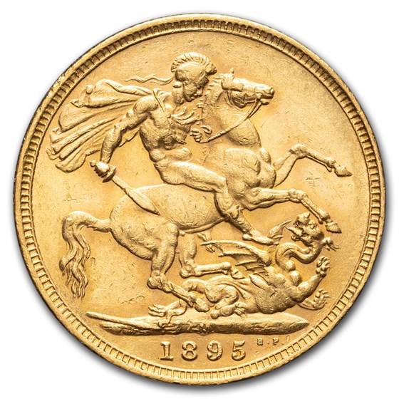1895-M Australia Gold Sovereign Veil Head Victoria AU