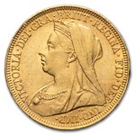 1895-M Australia Gold Sovereign Veil Head Victoria AU