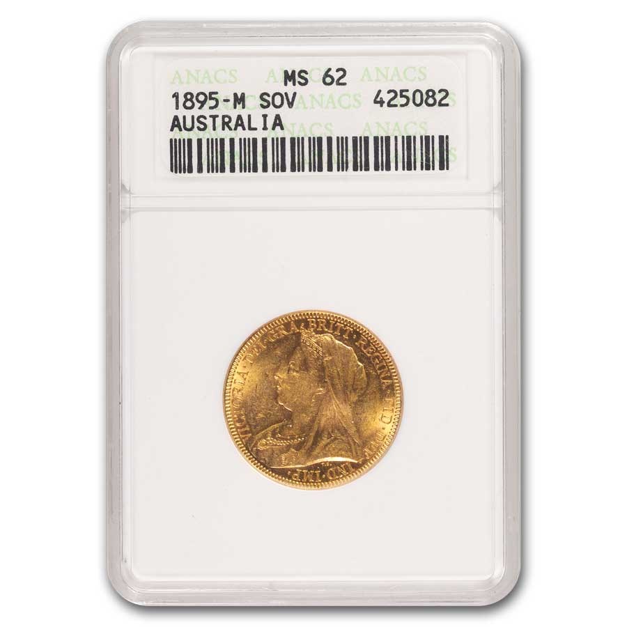 1895-M Australia Gold Sovereign Veil Head Victoria MS-62 ANACS