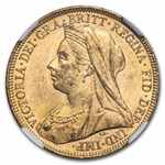 1895-M Australia Gold Sovereign Veil Head Victoria MS-62 NGC