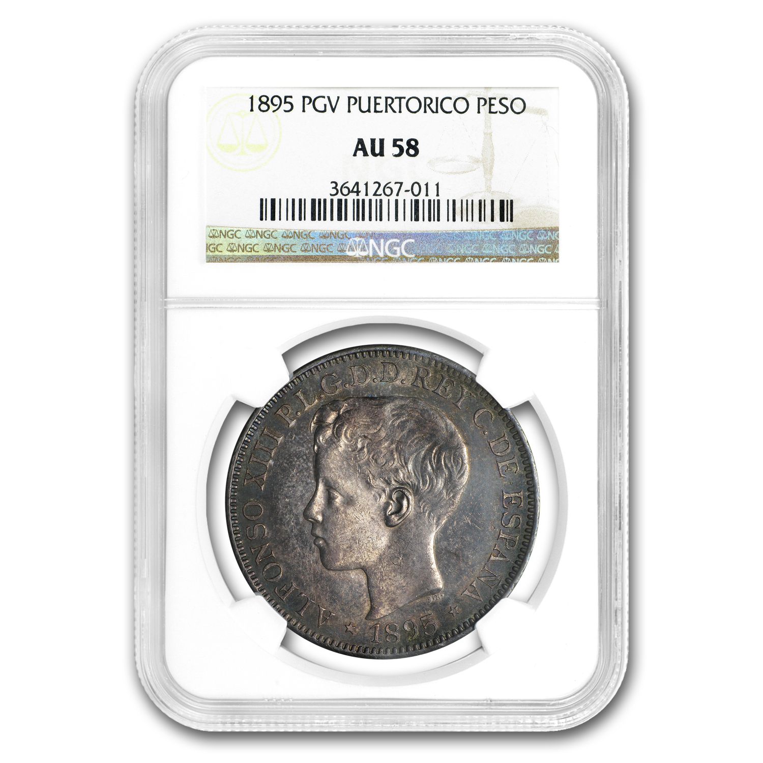 Buy 1895 Puerto Rico Silver Peso Choice AU-58 NGC | APMEX