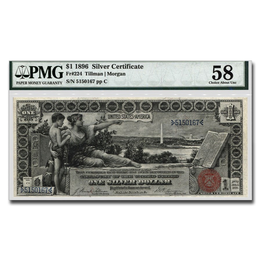1896 $1.00 Silver Cert. Educational Note AU-58 PMG (Fr#224)