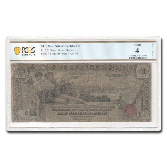 1896 $1.00 Silver Cert. Educational Note G-4 PMG (Fr#225) 1896 $1.00 Silver Cert. Educational Note G-4 PMG (Fr#225)