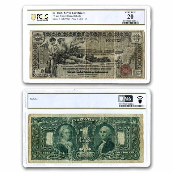 1896 $1.00 Silver Cert. Educational Note VF-20 PCGS (Fr#225) 1896 $1.00 Silver Cert. Educational Note VF-20 PCGS (Fr#225)