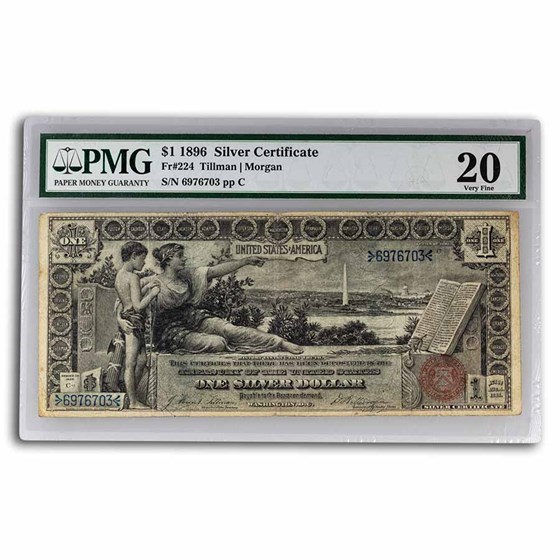 1896 $1.00 Silver Cert. Educational Note VF-20 PMG (Fr#224) 1896 $1.00 Silver Cert. Educational Note VF-20 PMG (Fr#224)